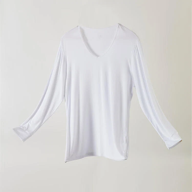 Traditional MEN MODAL LYCRA VNECK LONG WH L Responsible
