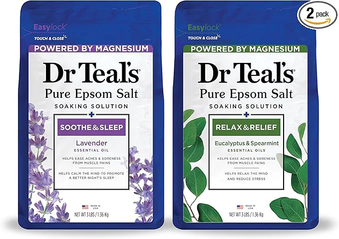 Excellent Dr Teal's Pure Epsom Salt Lavender Eucalyptus Duo Bundle 3 lbs Easy-to-Use