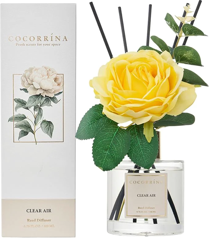 Breathable Cocorrina Reed Diffuser Set Flower Reed Diffuser Clear Air 6.7 oz Scented Easy-to-Use