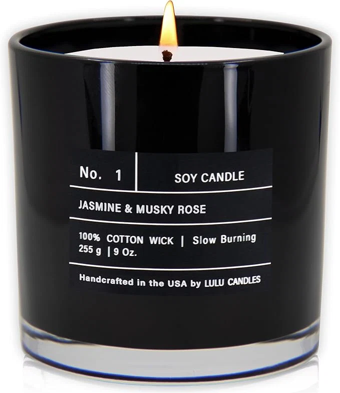 Modern Lulu Candles Jasmine Musky Rose Luxury Scented Soy Jar Candle Hand Detailed