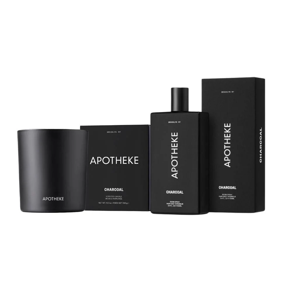 Enhanced Charcoal Room Spray and Classic Candle Duo First-Class