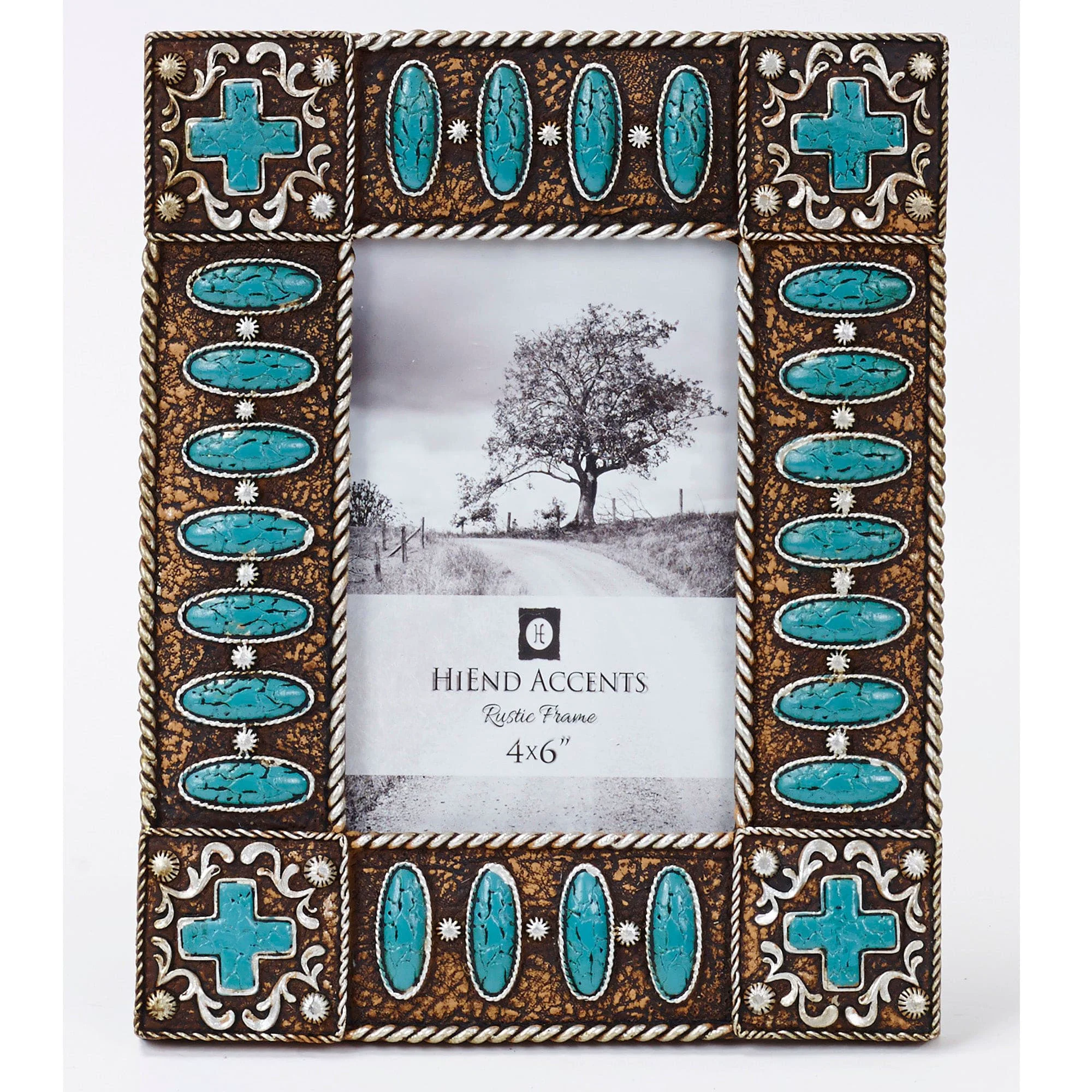Innovative Turquoise Stones Cross Picture Frame Pure
