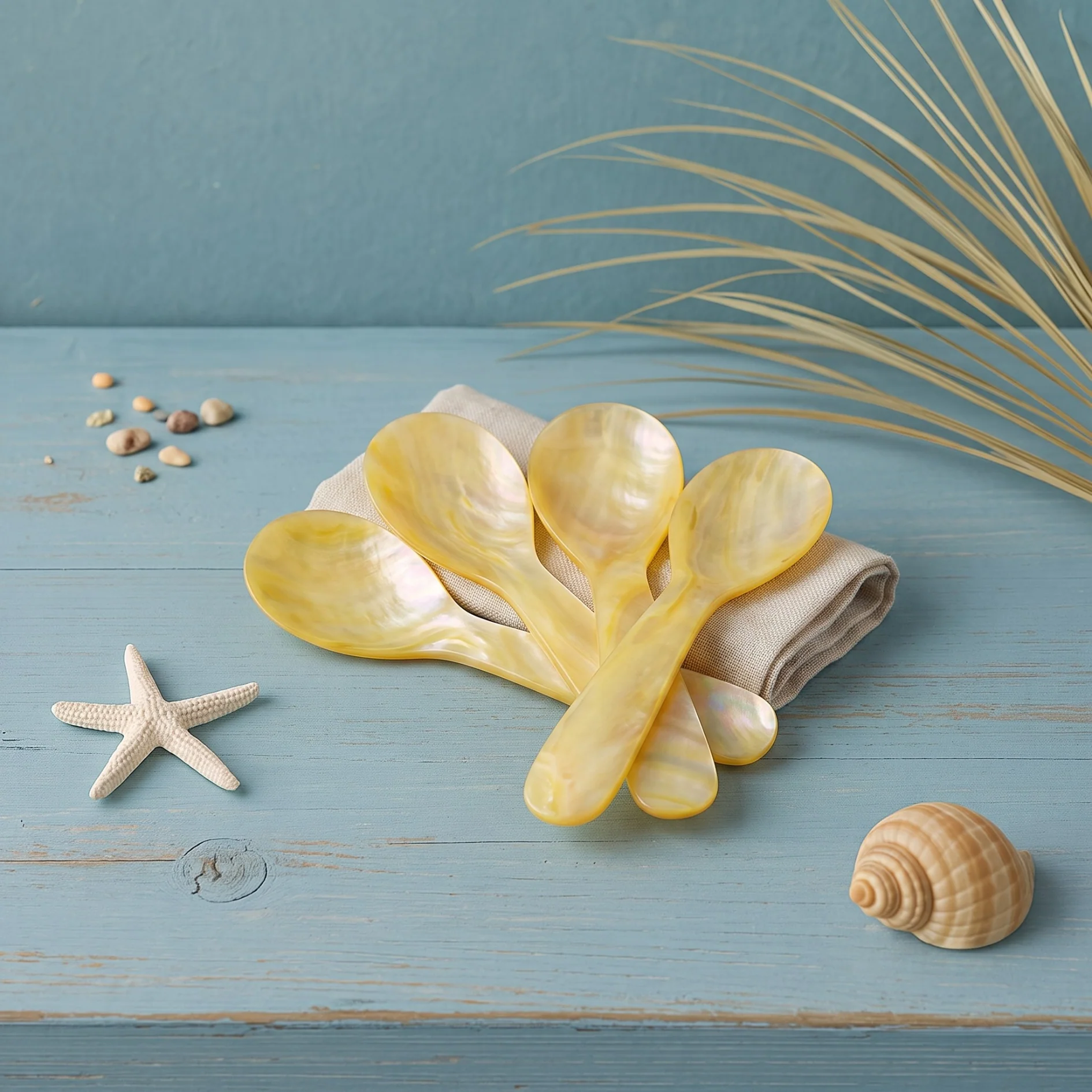 User-Friendly Seashell Spoons Small Set of 4 Yellow Long-Lasting