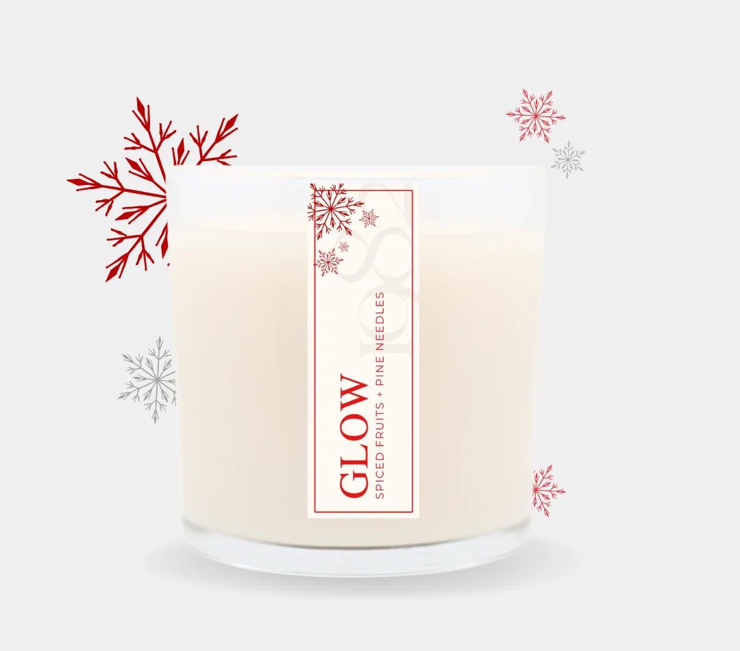 Elegant Glow 14oz - Notes Spiced Fruit Pine Needles Simmered Pear Evergreen Luxury
