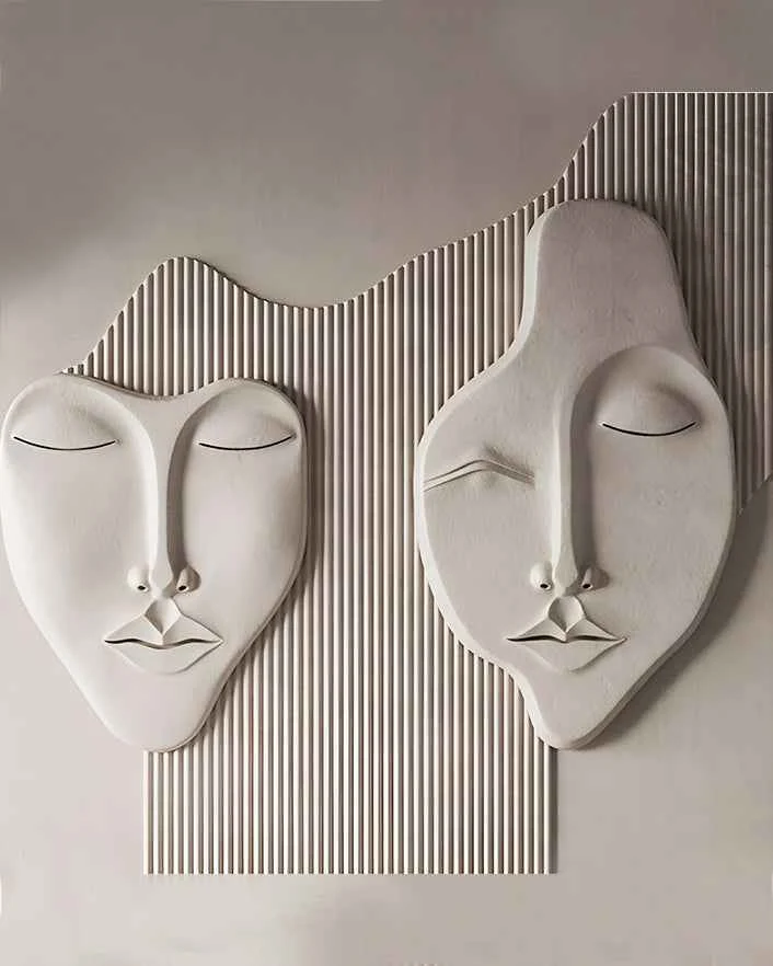 Organic Wabi-Sabi 3D Face Wall Relief Art Exceptional