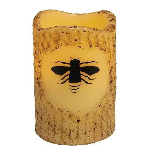 Fashionable Bumblebee Burnt Ivory Timer Pillar Candle Sustainable
