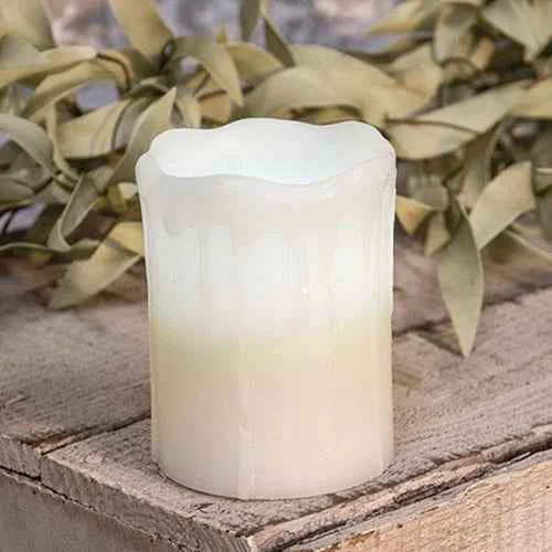 Certified White Drip Pillar Candle 3 quot x 4 quot Elegant