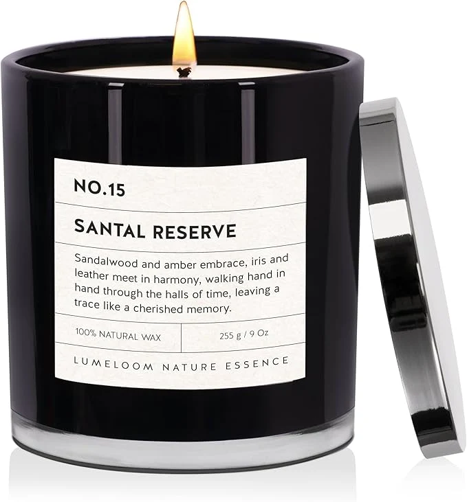 Convenient LUMELOOM Santal Reserve Luxury Scented Candles 9oz Soy Wax Candles Minimalist