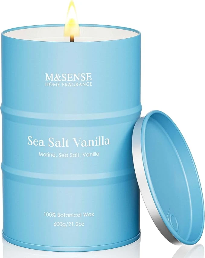 Fine Crafted M SENSE Sea Salt Vanilla Scented Candles Large Beach Candle Natural Soy Summer Next-Generation