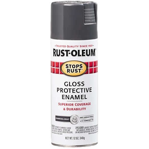 Top-Quality Rust-Oleum Charcoal Gray Gloss Protective Enamel Spray Paint 12 oz. First-Class