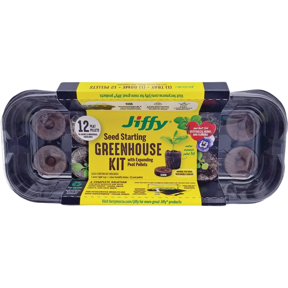 Genuine Jiffy 12 Pellet Windowsill Greenhouse Seed Starter Kit Fine Crafted