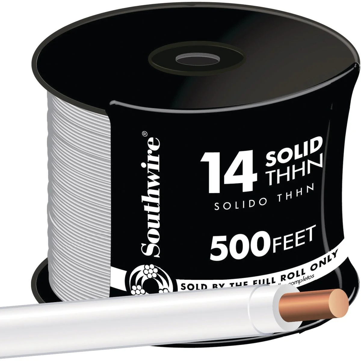 Flexible Southwire 500 ft. 14 AWG White Solid THHN Wire Detailed