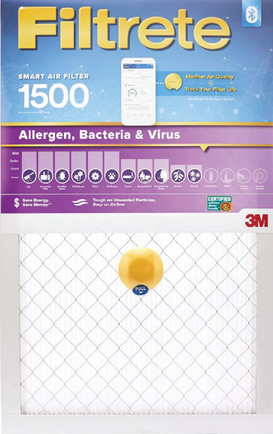 Refined Filtretre Allergen Bacteria and Virus Smart Furnace Filter 16 x 25 x 1 Professional