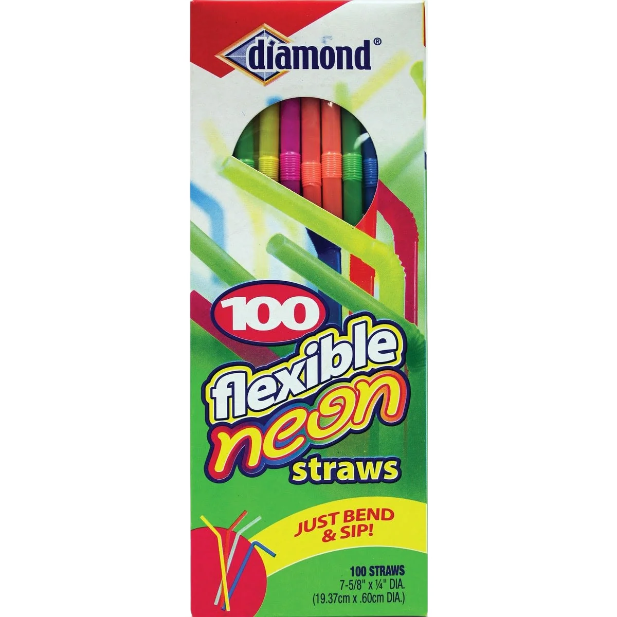 Specialty Diamond Flexible Neon Straw Detailed