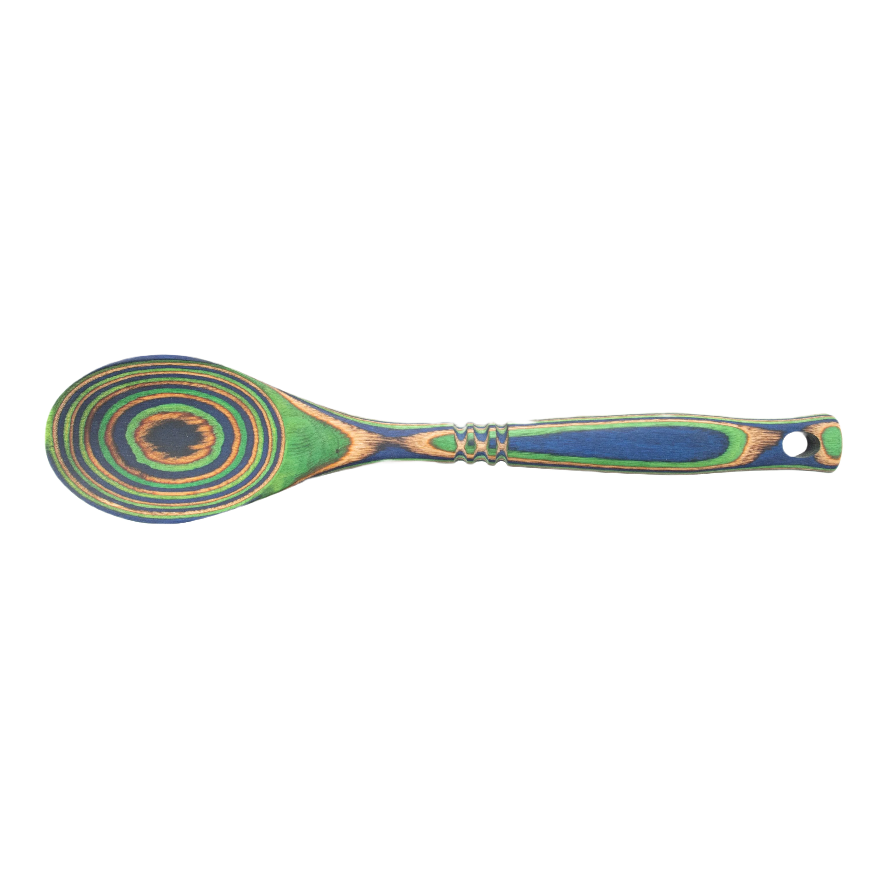 Dependable Island Bamboo Pakka Wood Peacock Spoon Detailed