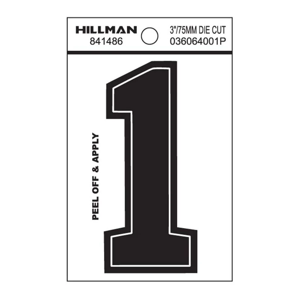 Safe Hillman 3-In. Adhesive Black House Number 1 Powerful