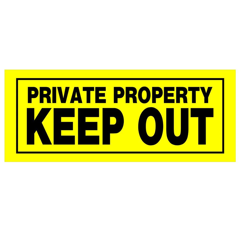 Superior Hillman Yellow Black Private Property Keep Out Sign 6 x 15 in. High-Grade