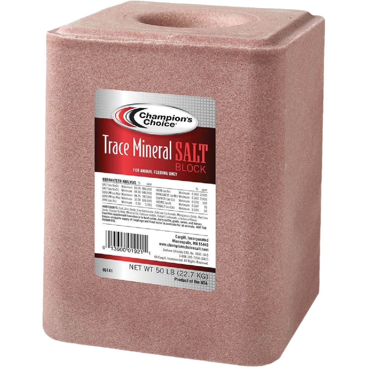Durable Champion's Choice Trace Mineral Salt Block 50 lb. Convenient