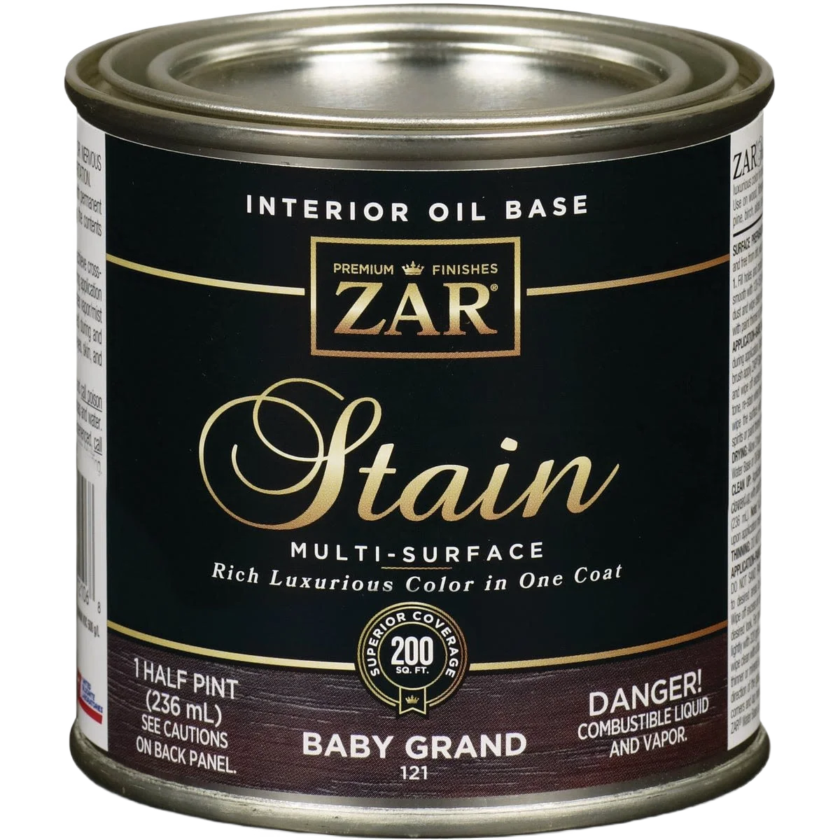 Lightweight ZAR Baby Grand Interior Oil Base Stain 1 2 Pint Organic