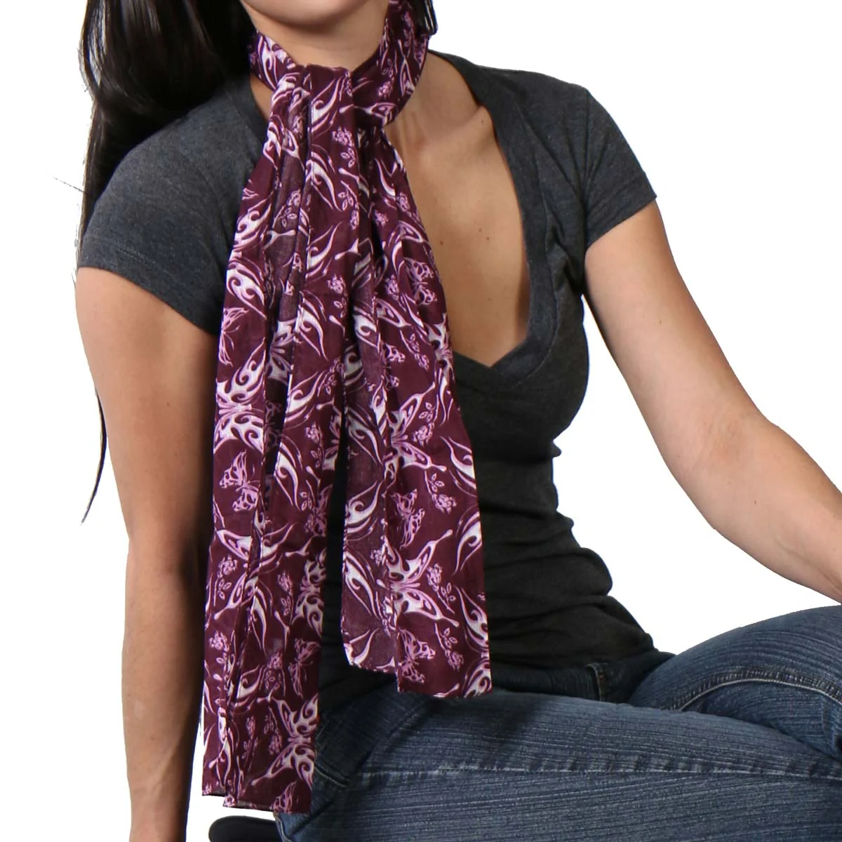 Specialty Hot Leathers SCF1003 Purple Tribal Butterflies Scarve Outstanding