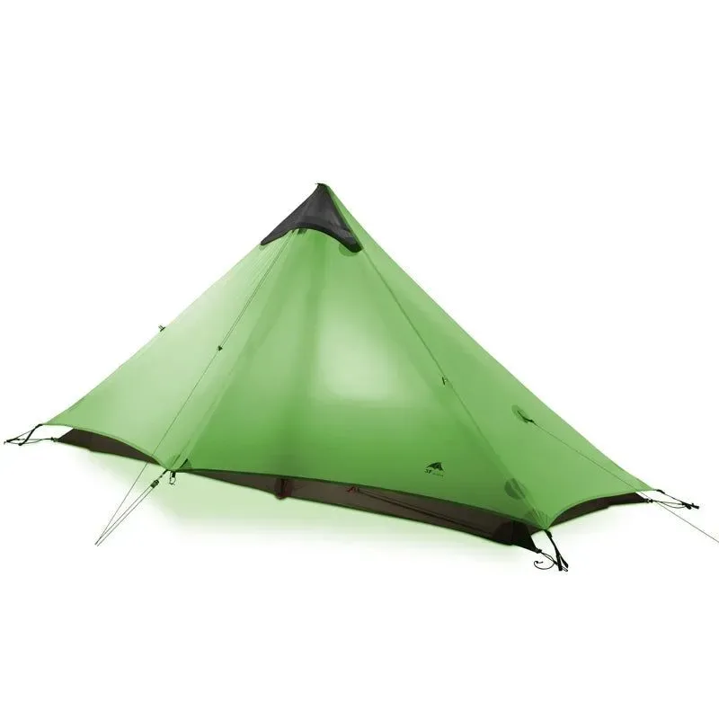 Green Tienda de campaña ultraligera Lanshan 3F UL GEAR para una sola persona 3 estaciones sin varillas Casual