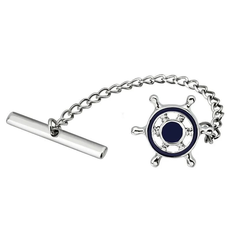 Crafted Silver-Tone Helm Tie Tack Genuine