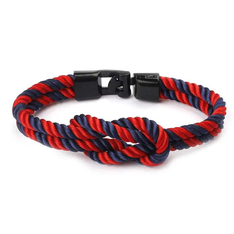 Recyclable Yacht Knot Pulsera de cuerda a rayas Superior
