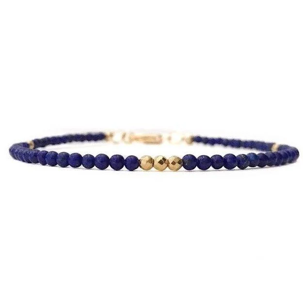 Stylish Pulsera Boho de Lapislázuli Dorado Classic