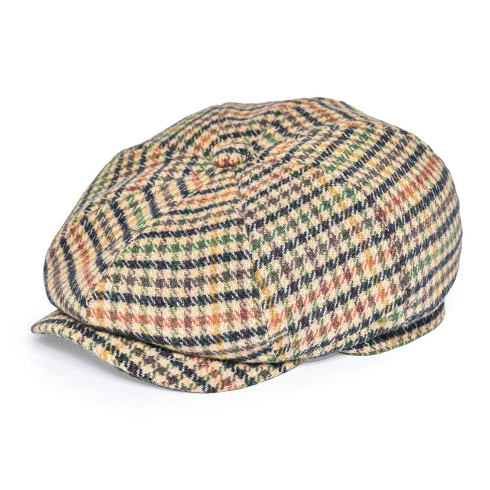 Clean Houndstooth Tweed Newsboy Gorra Traditional