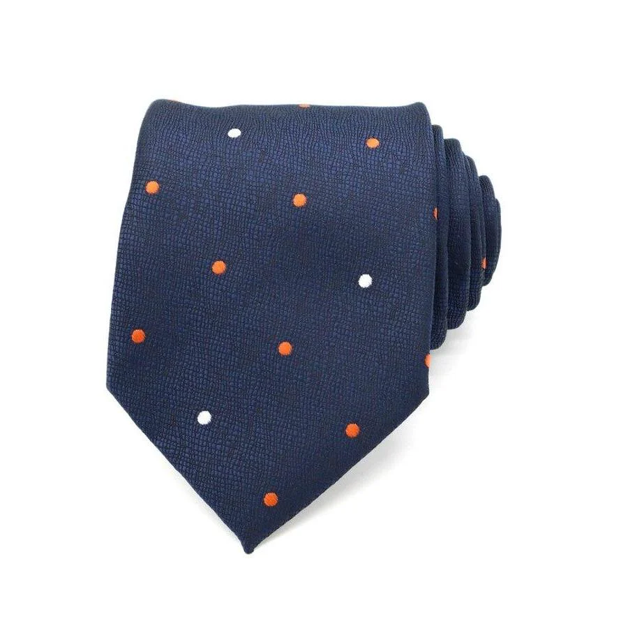 Powerful Corbata de seda de lunares azul marino Trusted