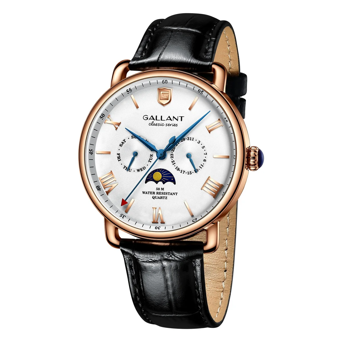 Powerful Hubert Reloj clásico con fases de la luna Healthy