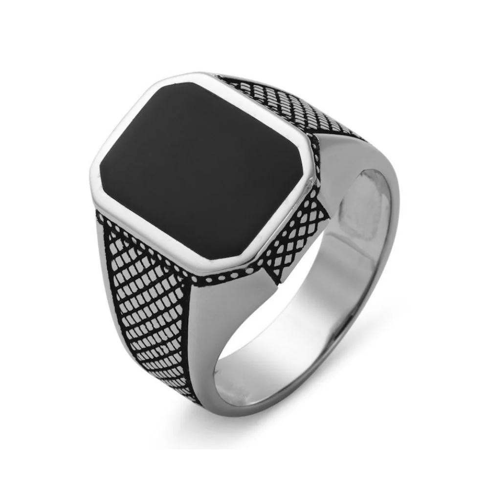 Traditional Krist Anillo de sello de plata de ley 925 Sophisticated