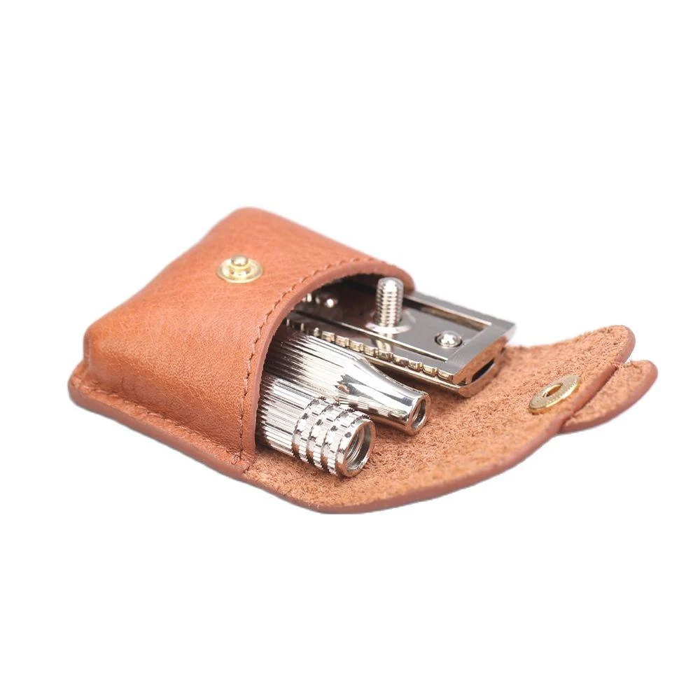 Responsible Navaja de afeitar de viaje con estuche de piel vintage Authentic