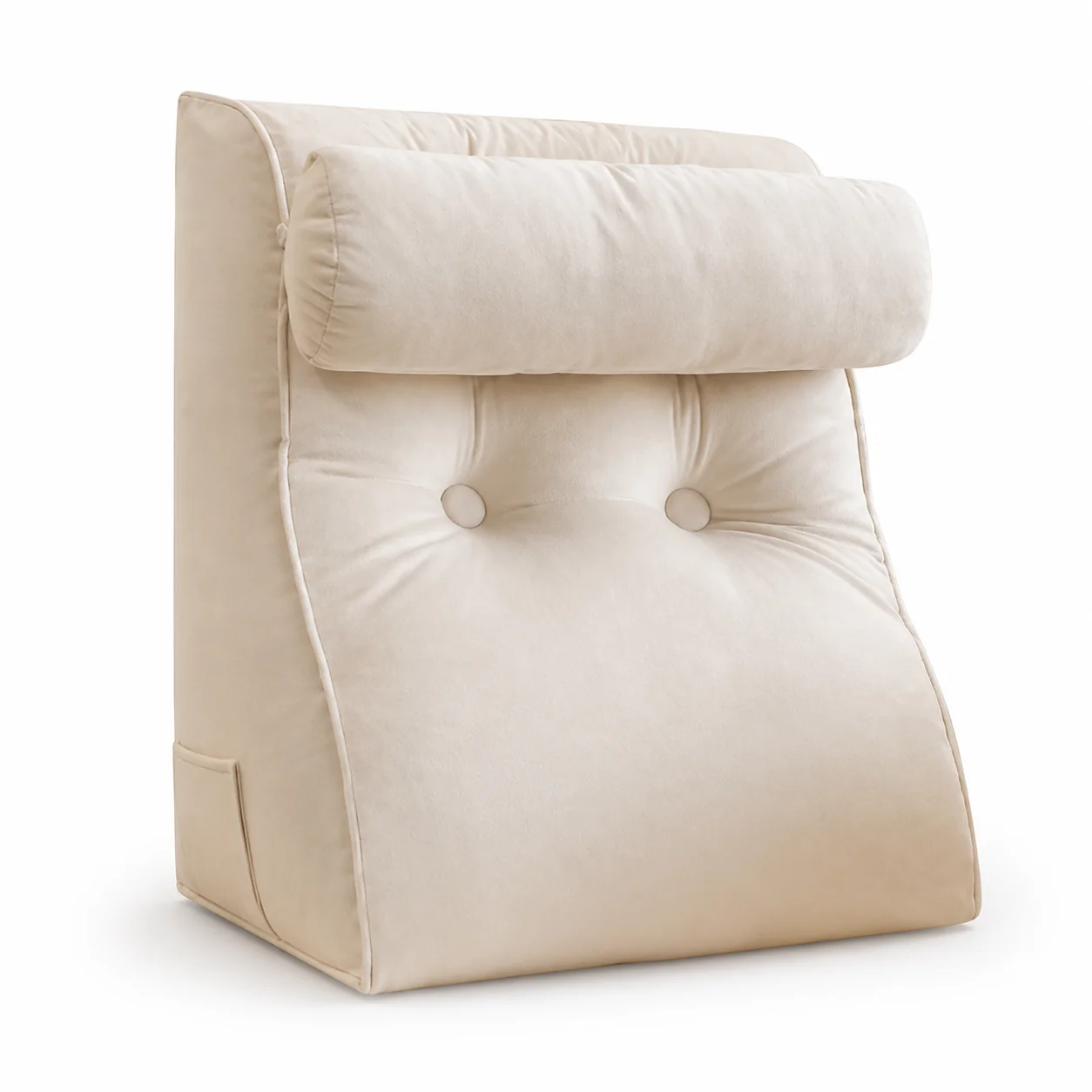 Trendy Champagne Reading Backrest Pillow-Bed Rest Cushion with Neck Roll Single Original Design