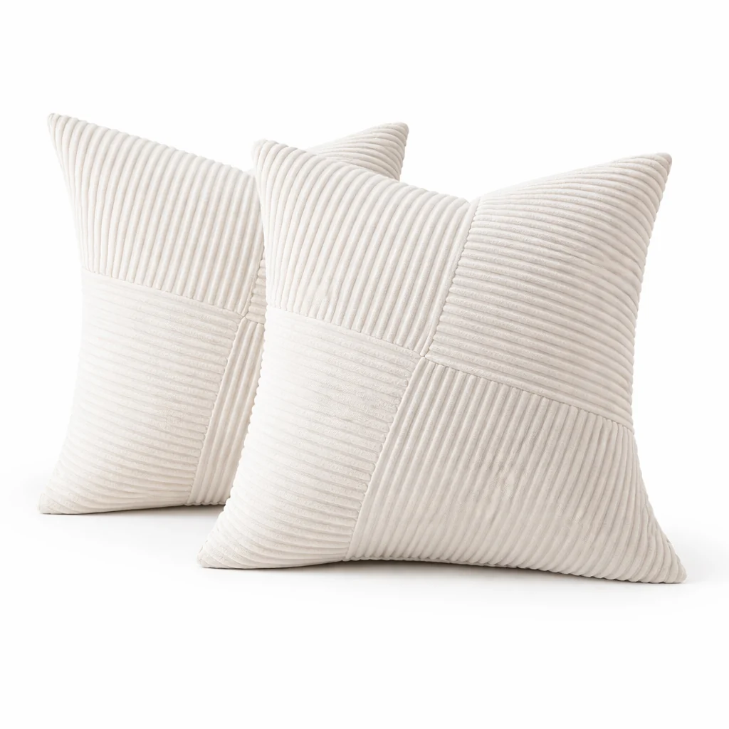 Premium Diagonal Cross-Texture Corduroy Pillow Cover-Modern Weave Look Advanced