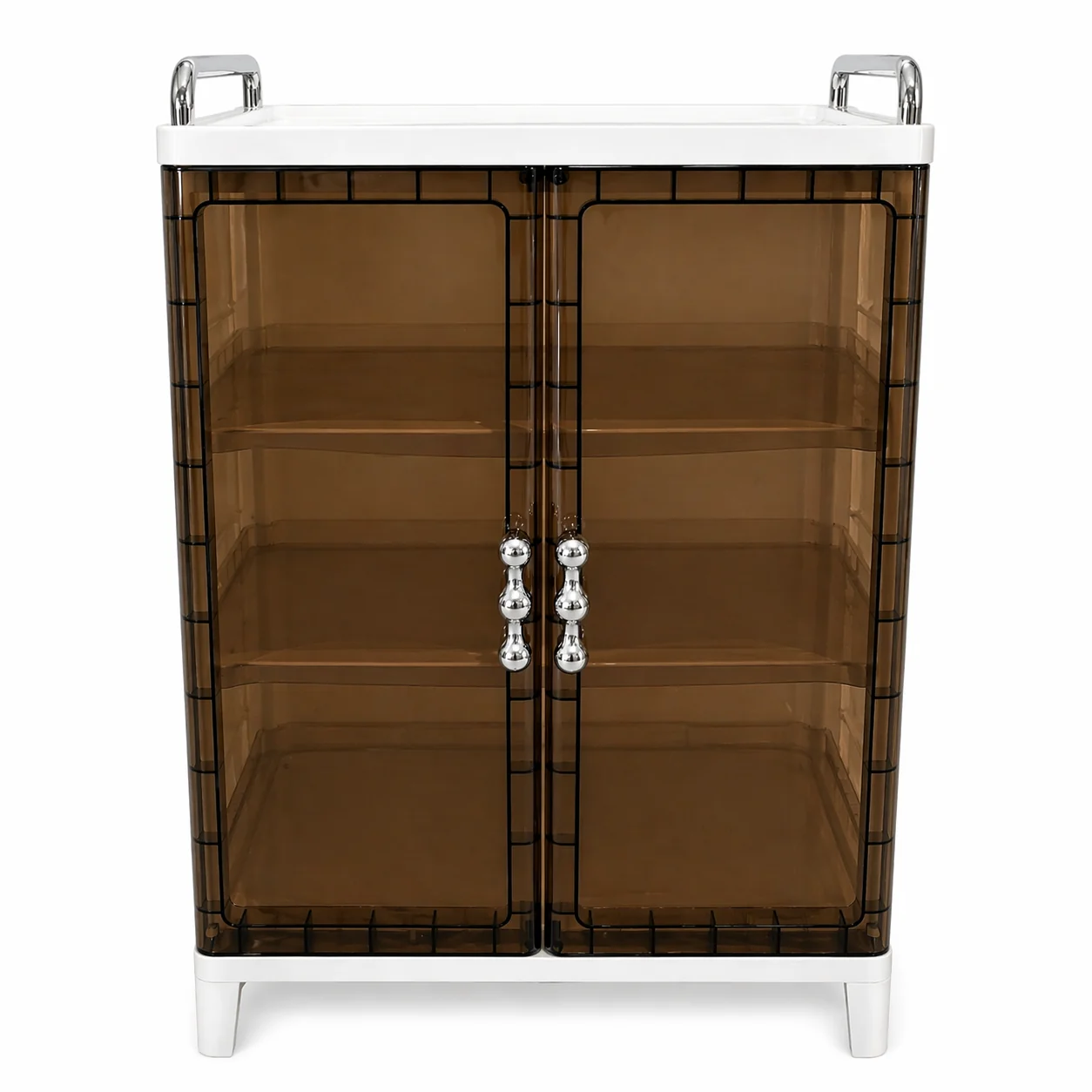 Unique Stackable Modular Storage Cabinet with Clear Doors - Tea White Flexible