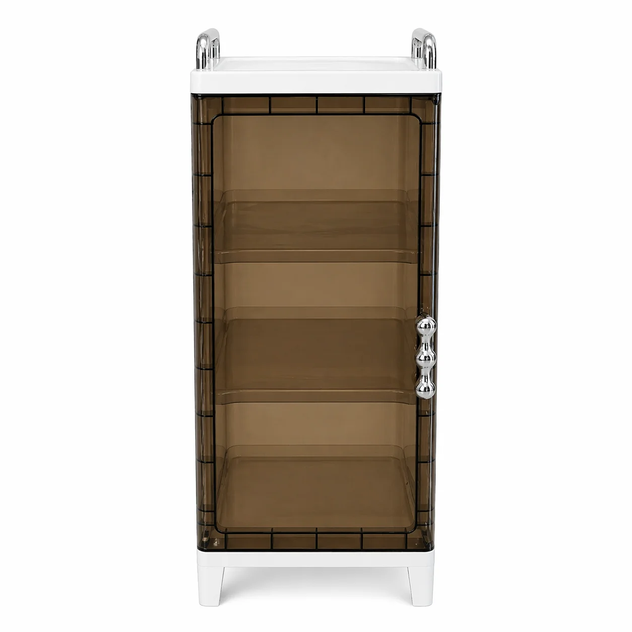 High-Quality Modular Stackable Narrow Storage Cabinet with Clear Doors White Unique