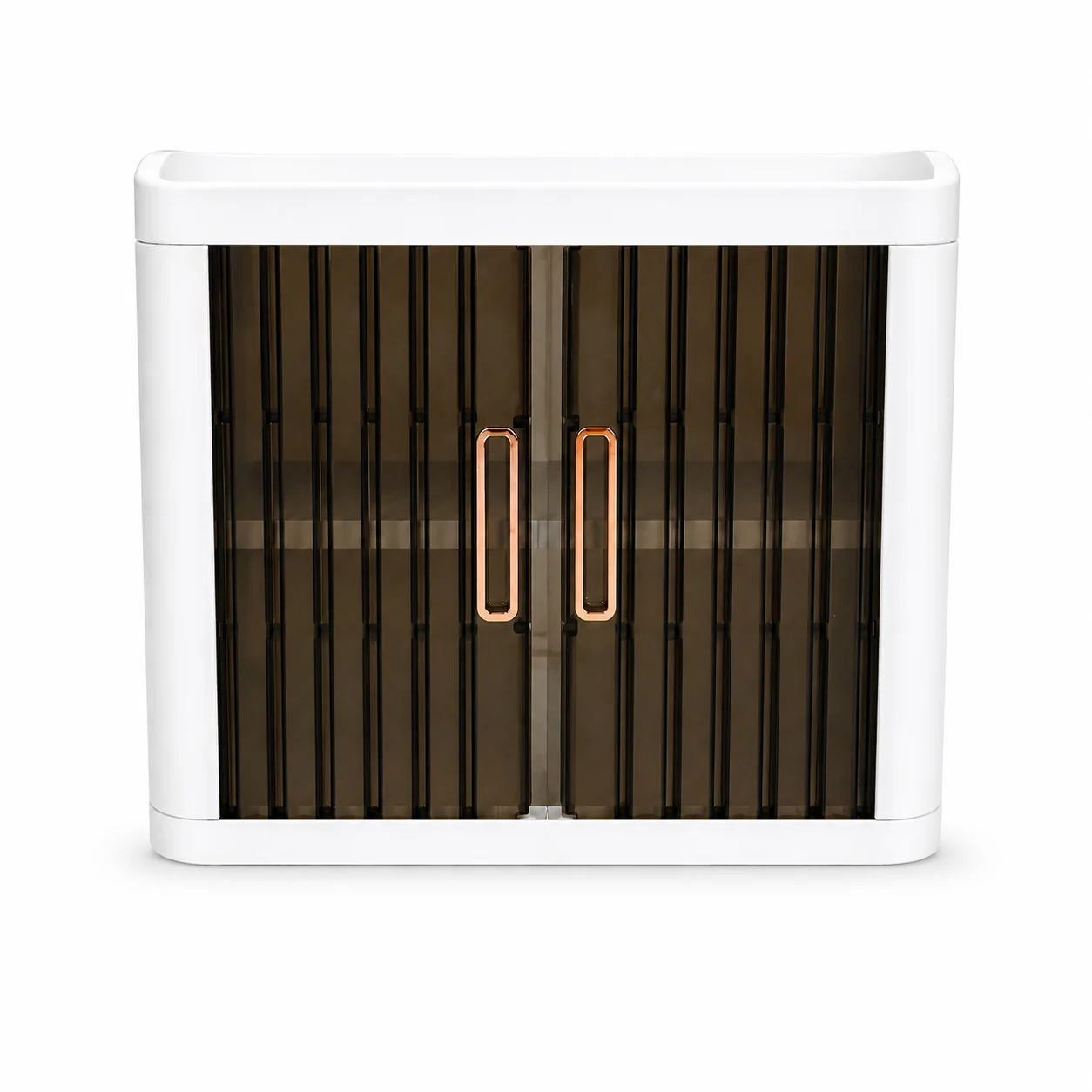 Reusable White Ribbed-Door Countertop Storage Cabinet Compartment Style - 46cm Sustainable