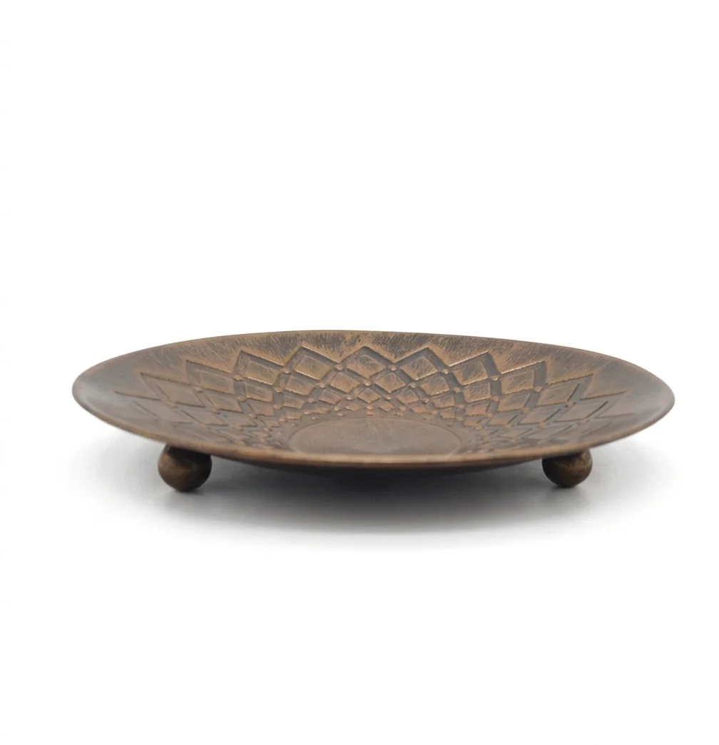 Superior Antique Copper Embossed Metal Fruit Bowl Elegant