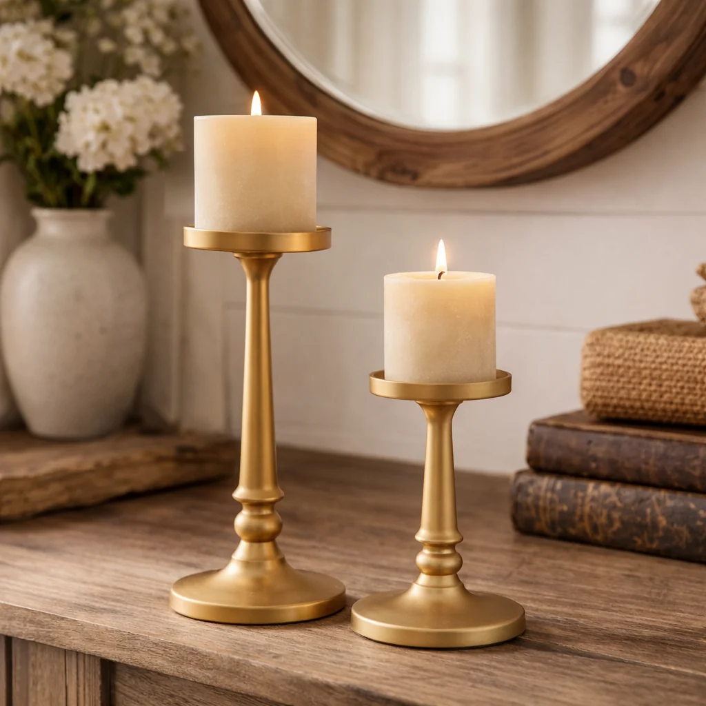 Trusted Cast Iron Pillar Candle Holders Set of 2 Quality