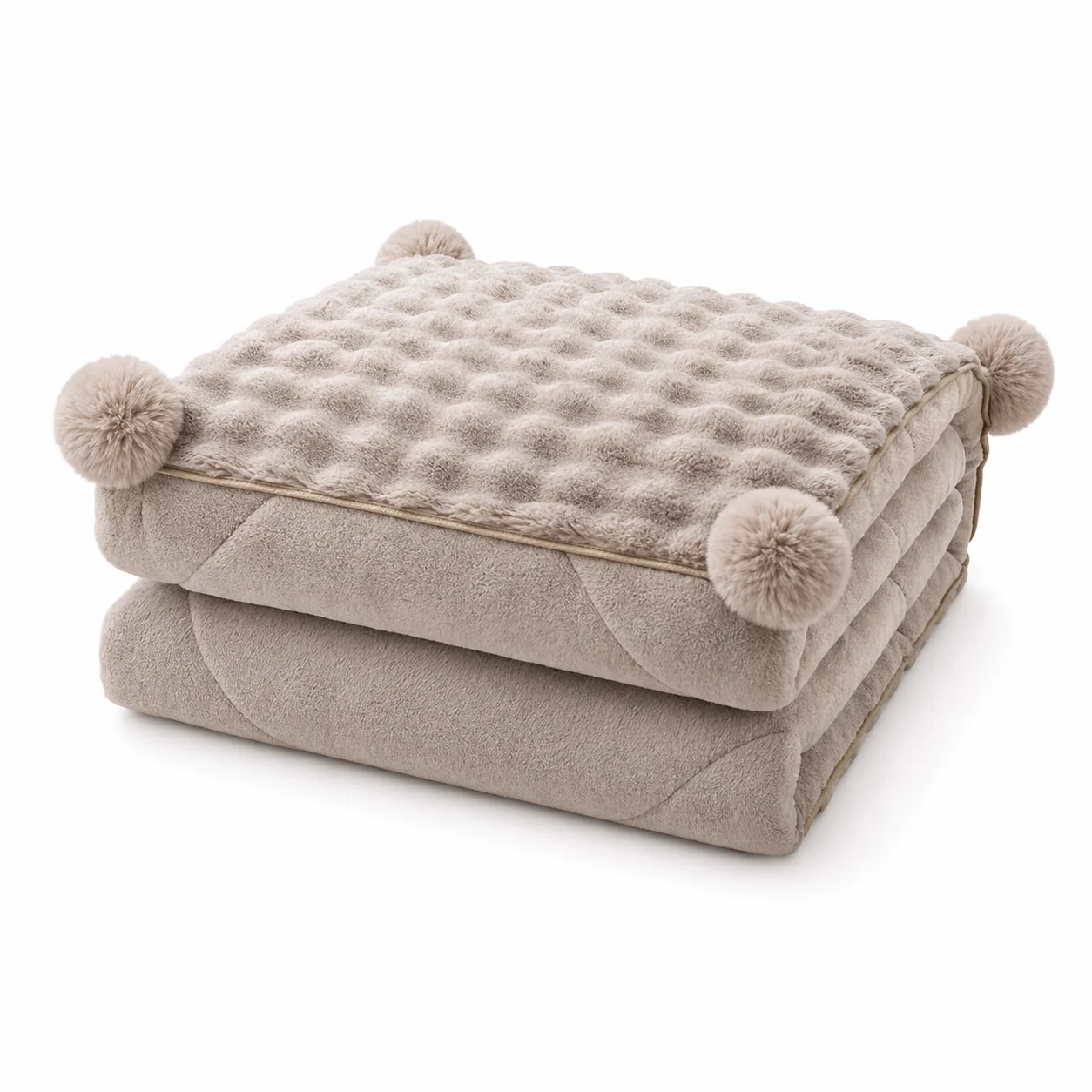 Solid A Cloud-Soft Pillow That Unfolds Into a Throw-Bubble Texture Pom-Pom Charm Optimized