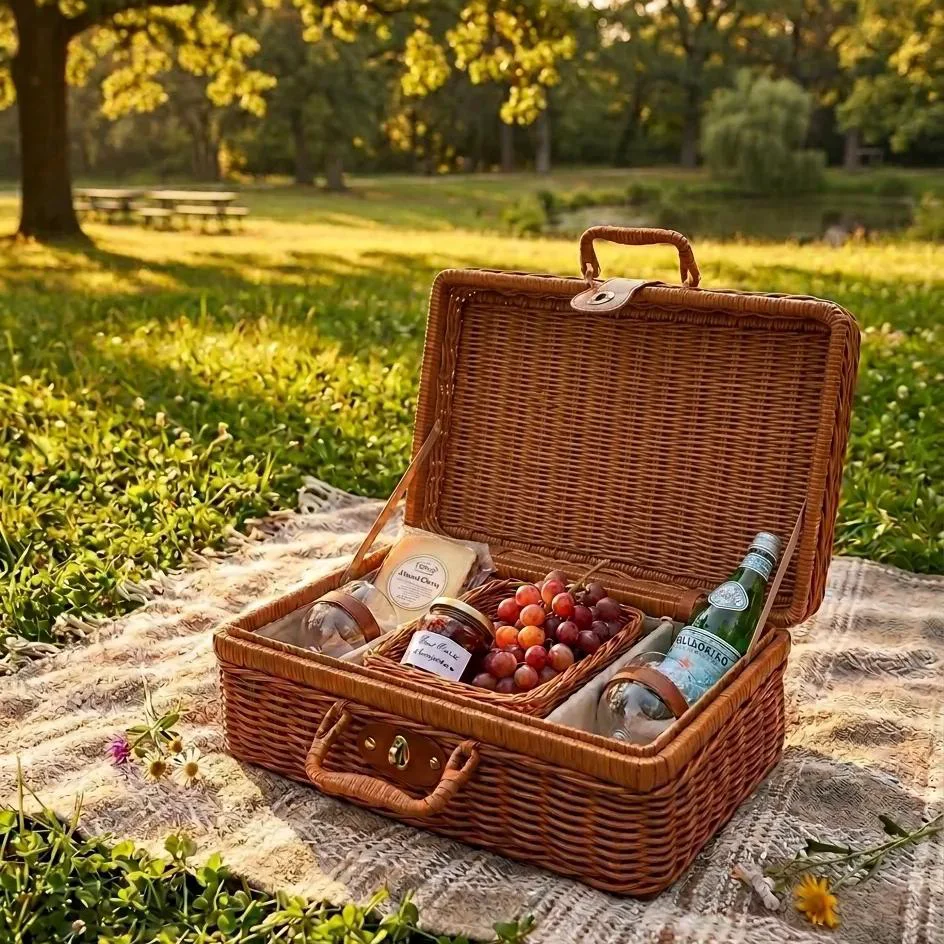 Relaxed A Picnic Basket That Looks Like a Mini Suitcase-Effortless Charm Lightweight Carry Quality