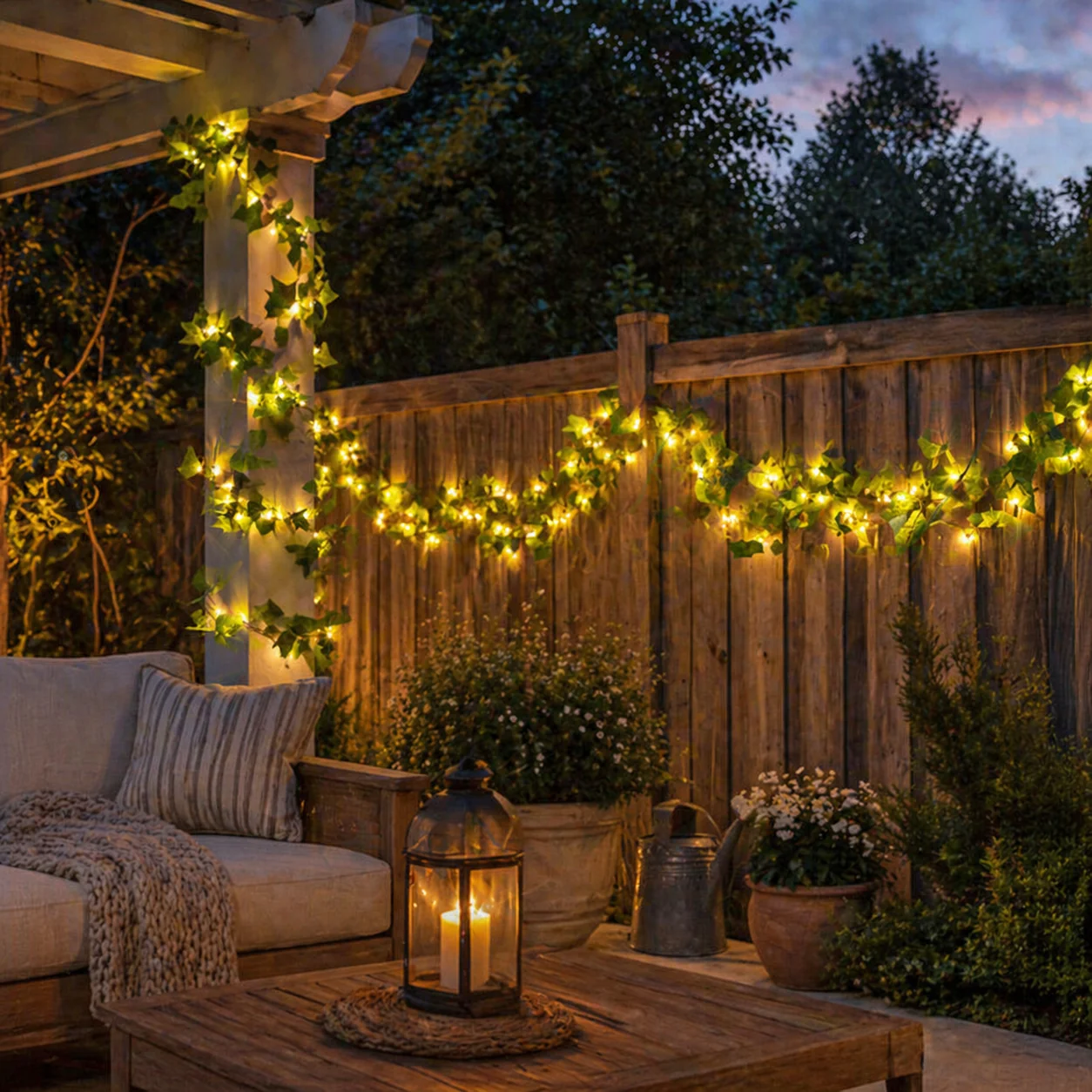 Recyclable Ivy Garland LED String Lights-Solar Battery Box or USB Power 100 LEDs Pure