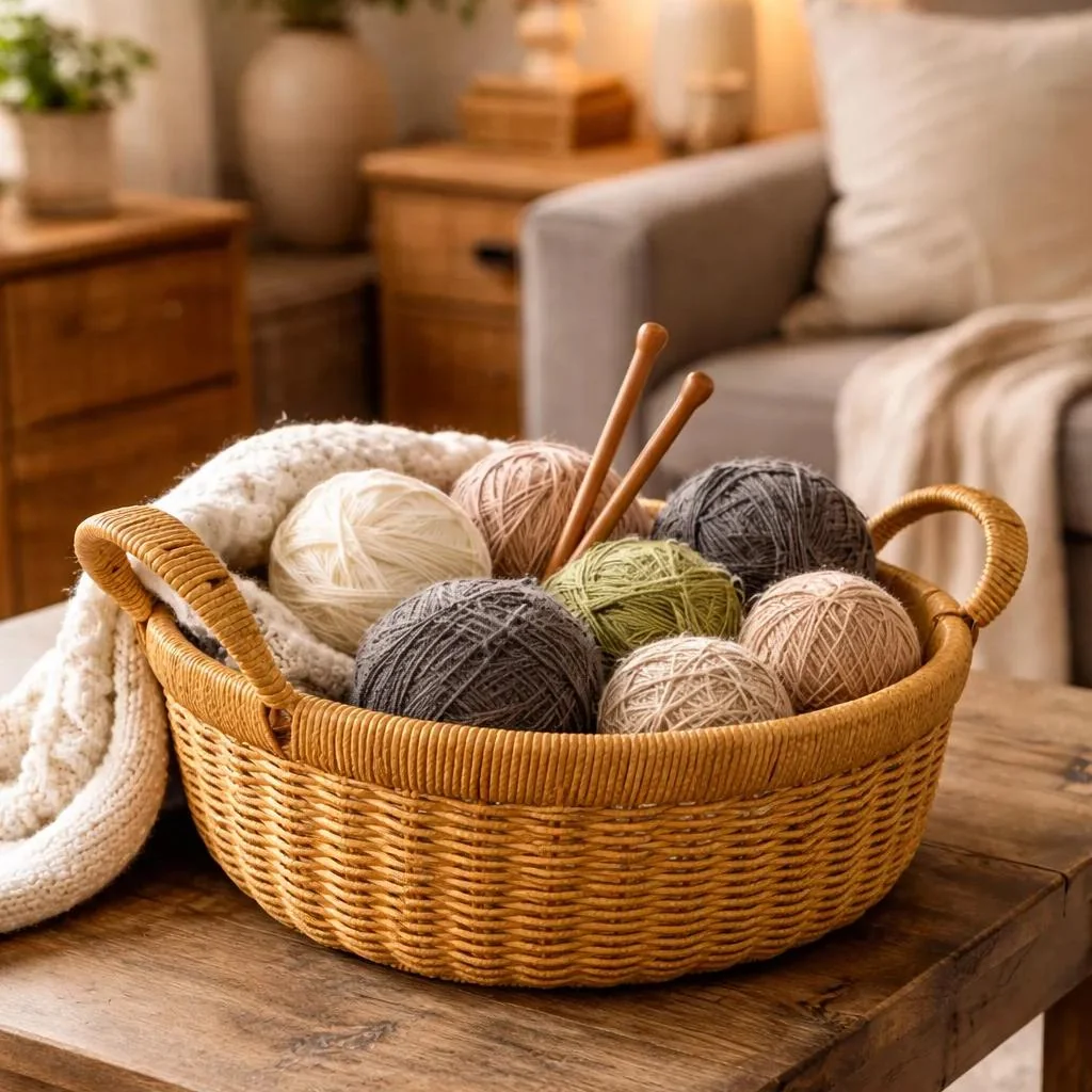 Sophisticated Woven-Handle Counter Basket-Lightweight Wicker-Look Organizer Dependable