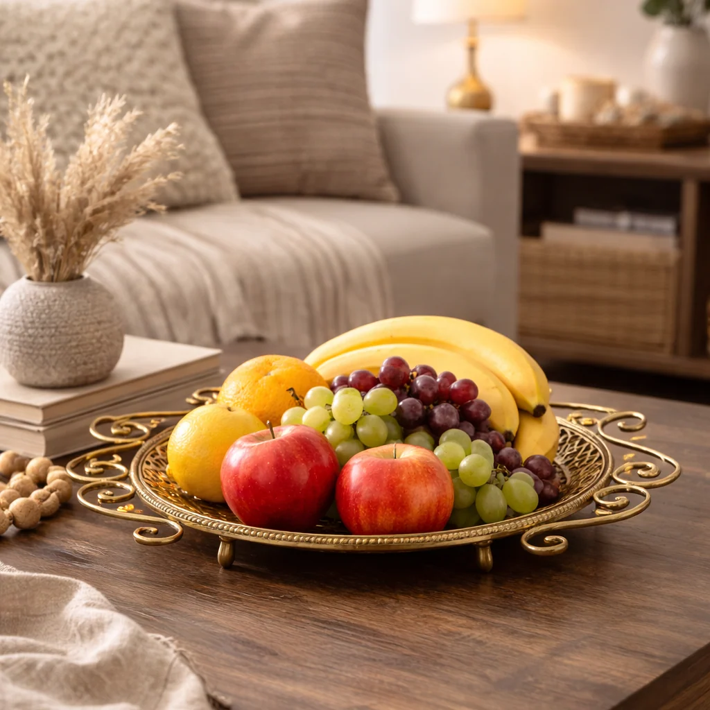 High-Grade Honeycomb Handled Metal Fruit Tray Smart