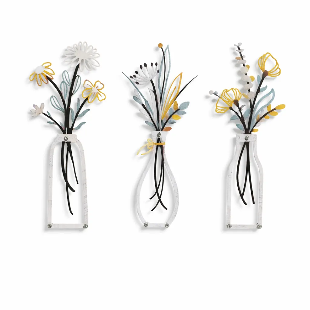 Fine Laser-Cut Minimalist Metal Vase Wall Art Sculpture Recyclable