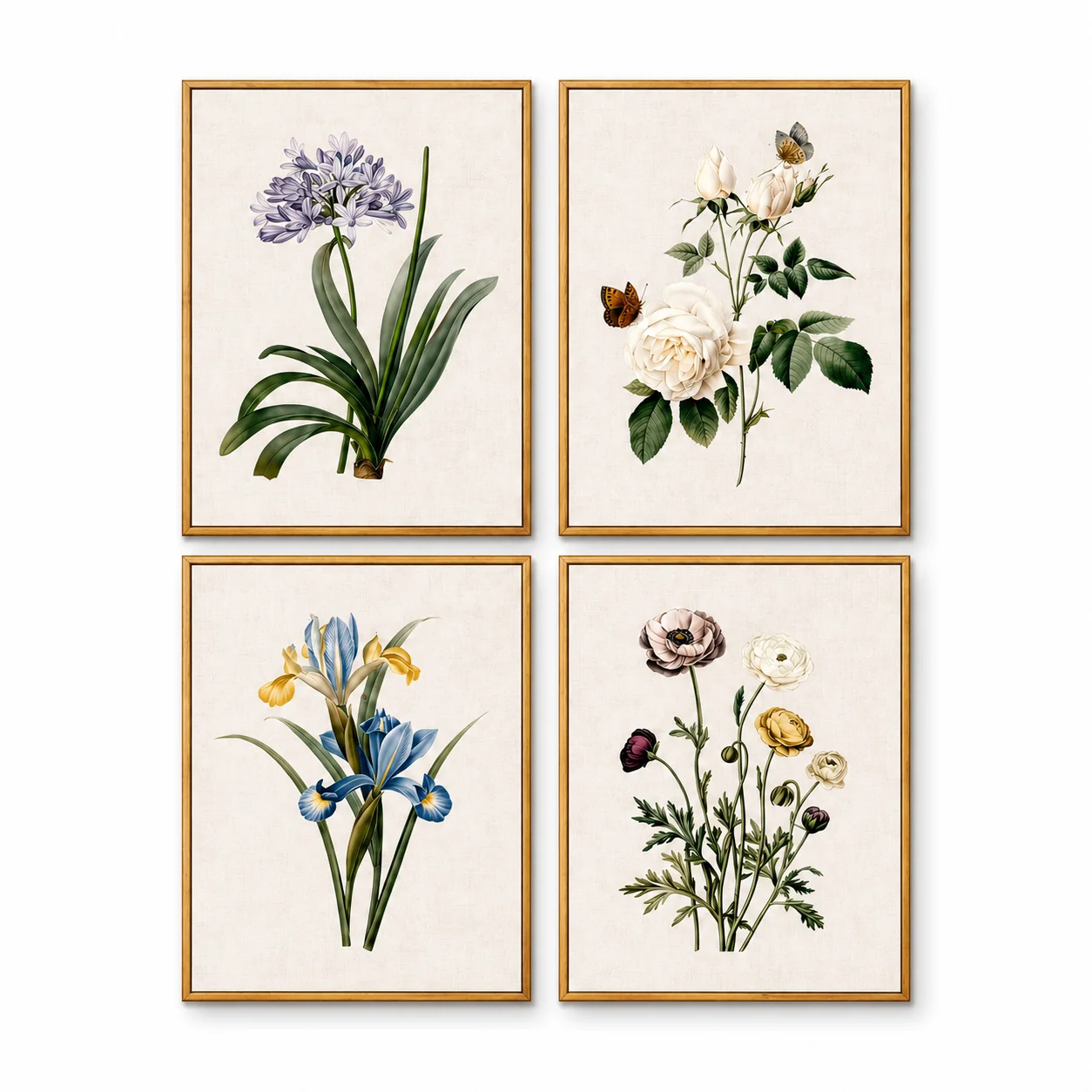 Carefully Designed Botanical Quartet Canvas Wall Art Set 4 Panels 12x16 in Each Proven