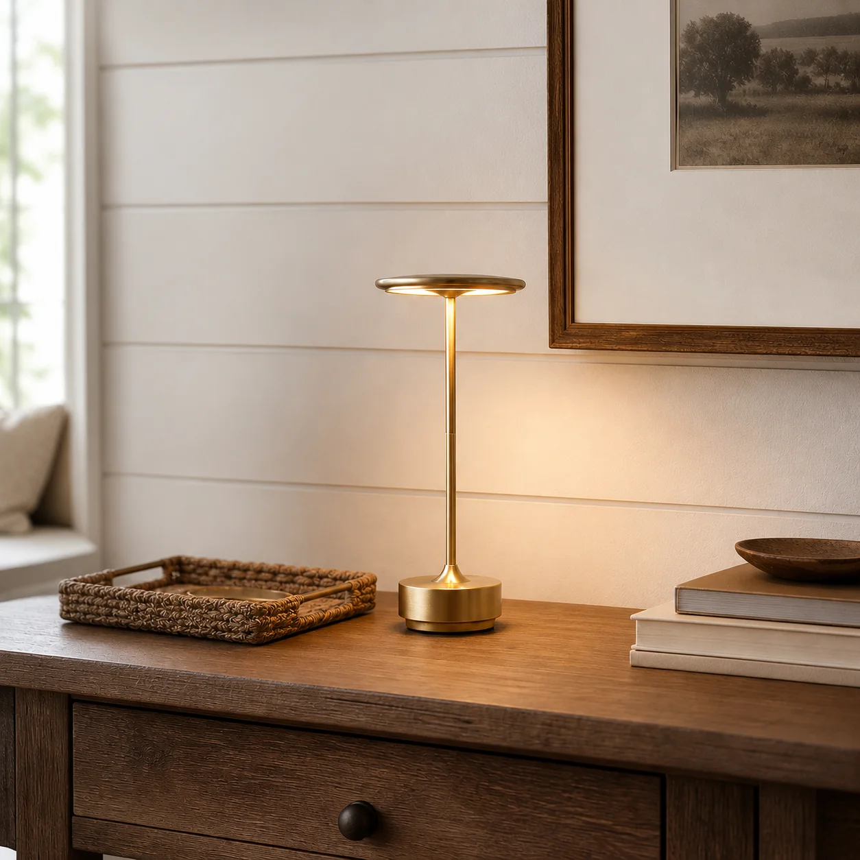Elegant Minimal Line Aluminum Touch Table Lamp-Dimmable Professional