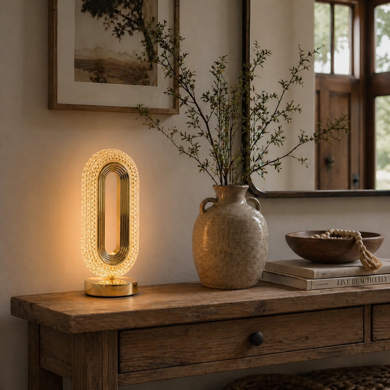 World-Class Oval Halo Touch Dimmable Acrylic Lamp Modern