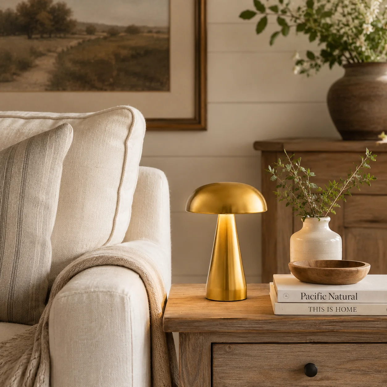 Eco-Friendly Metal Mushroom Touch Dimmable Table Lamp Versatile